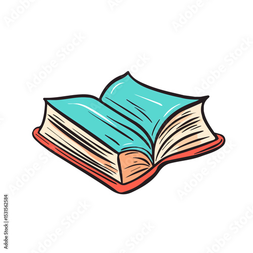 2D flat Ebook Doodle vector illustration, isolated on a white background.