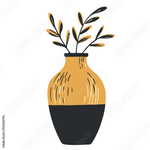 Decorative Vase illustration vector 2D flat, isolated on a white background.