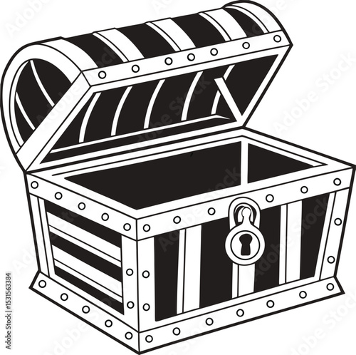 Hand Drawn Silhouette Treasure Chest; Hand Drawn Silhouette Treasure Chest