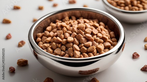 pet food in a bowl on white background