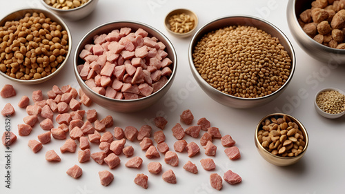 pet food in a bowl on white background