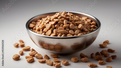 pet food in a bowl on white background