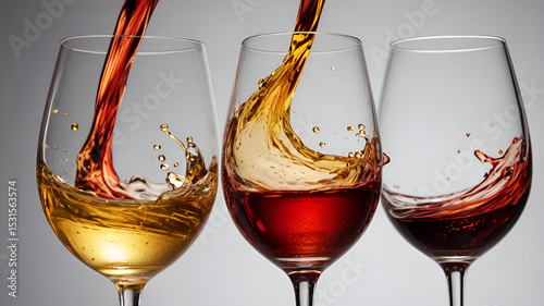 red wine pouring into glass