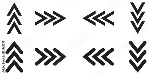 Acceleration arrow icon set, turn sign, speed - stock vector. Vector