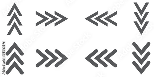 Acceleration arrow icon set, turn sign, speed - stock vector. Vector