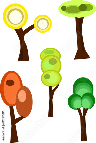 Zestaw drzew – ilustracja wektorowa