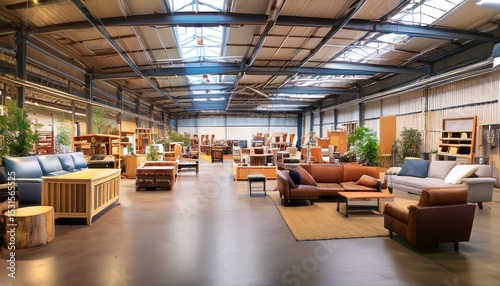 a big furniture store second hand a lot of different furniture in the warehouse