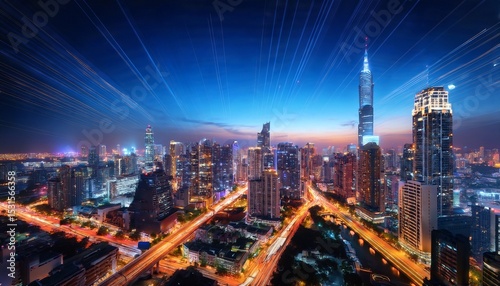 Wallpaper Mural vibrant city lights illuminate the skyline of a bustling metropolis at night with tower buildings and a vibrant atmosphere Torontodigital.ca