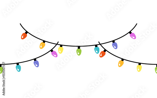 Christmas garlands with colorful light bulbs. Trendy modern vector illustration isolated on white background