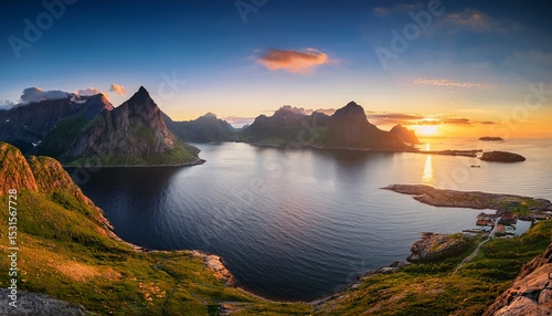 norway landscape helgeland islands and mountains dawn midnight sun scenery scenic view travel beautiful destinations scandinavian nature summer season