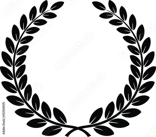 Black Laurel Wreath Icon - AI Generative