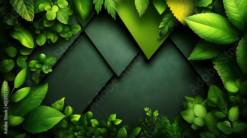 Fresh green leaves on dark backdrop