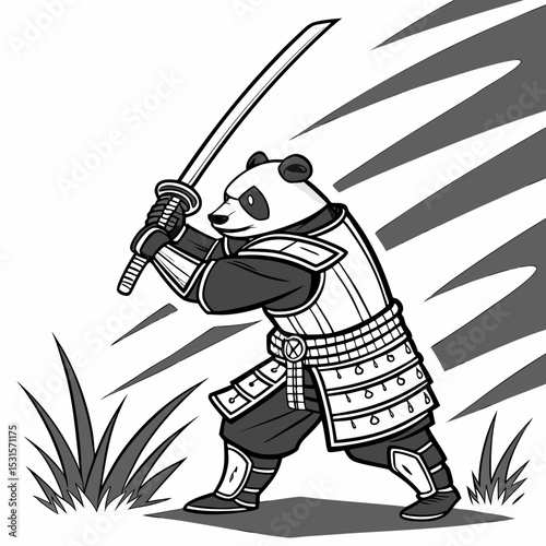 vector illustration kungfu panda, fighter panda