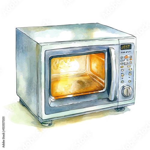 watercolor of Microwave, vector, isolated on a white background.