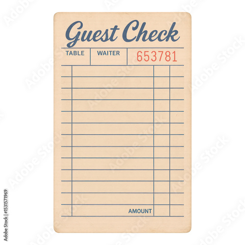 PNG Vintage restaurant guest check