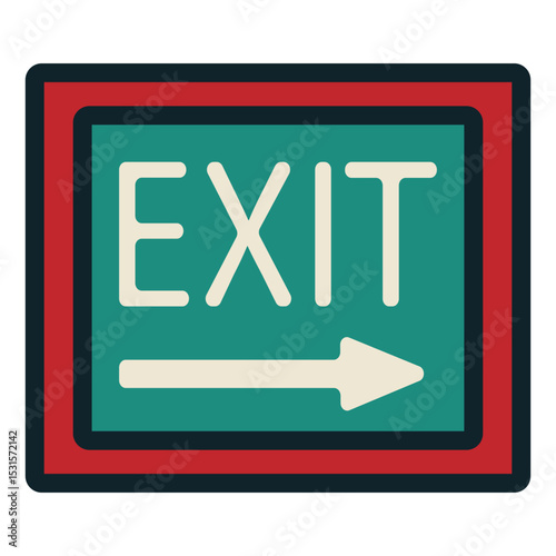 Emergency exit sign pointing right in a building