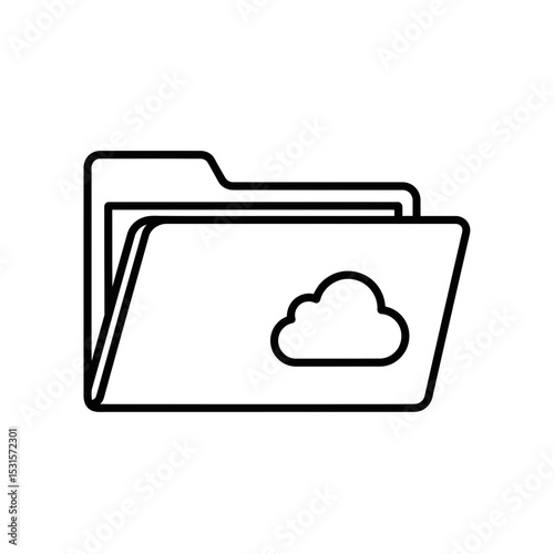 Remote work folder icon with cloud symbol for digital storage
