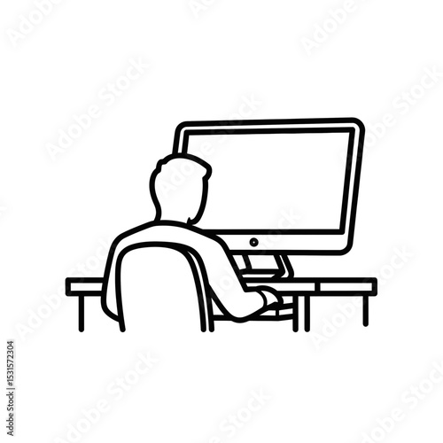 Remote worker sitting at desk using computer