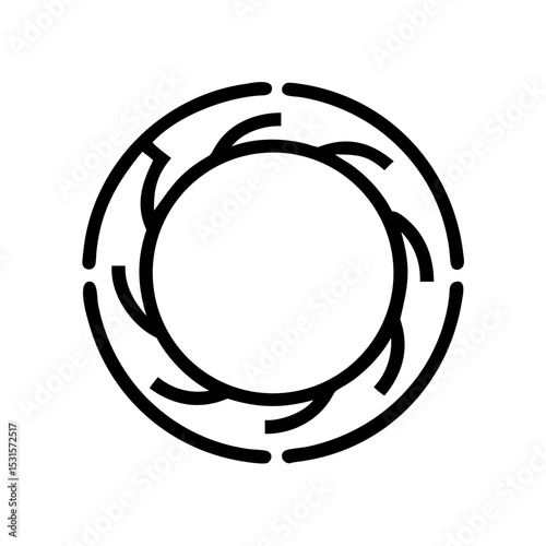 Abstract black vector icon of a circular portal or stargate design  