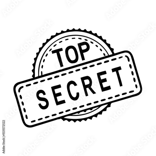 Top Secret stamp design in black and white style representing secrecy  