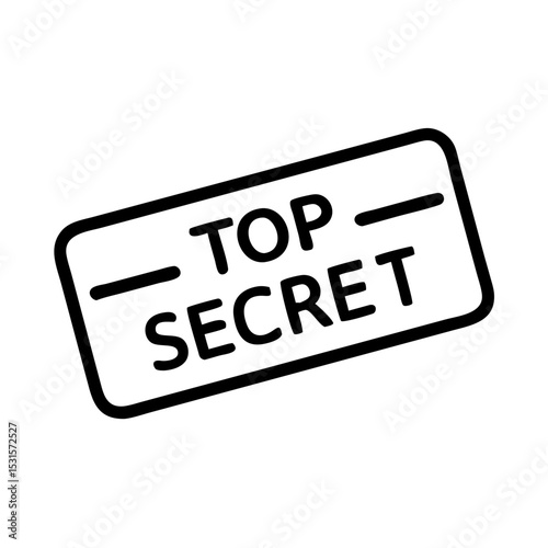 Simple top secret stamp in black and white design for documents  