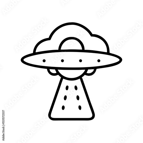 UFO in clouds with faint outline for World UFO Day concept  