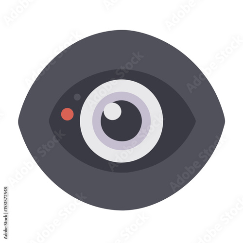 Alien eye icon with black pupil and gray background for World UFO Day  