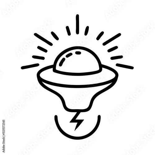 Glowing UFO icon with lightning bolt design for World UFO Day  