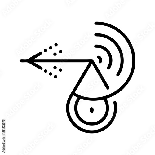 Radar blip icon representing object detection and tracking concept  