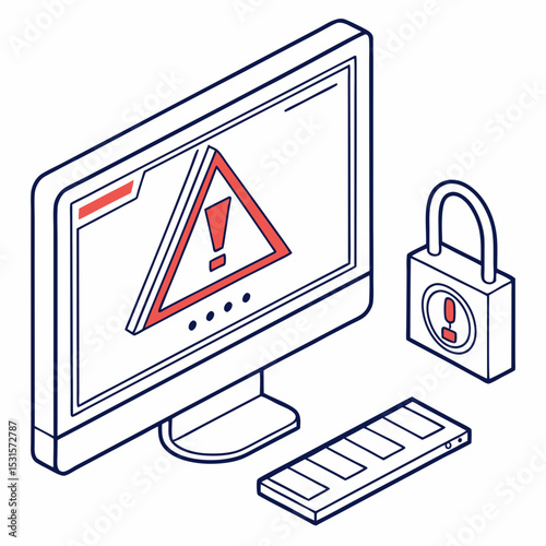 vector illustration of a computer monitor with sos background