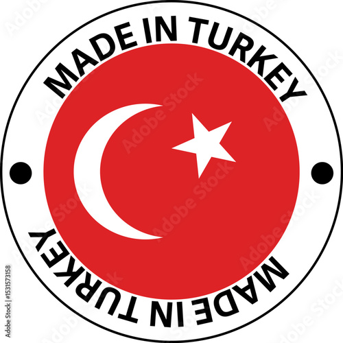  MADE IN TURKEY circle stamp with flag on white background vector illustration