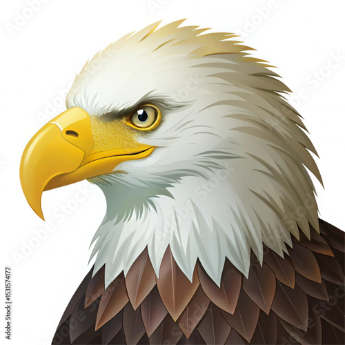 Happy Independence Day Illustration of American bald eagle presenting isolated on white background Vector illustration. 