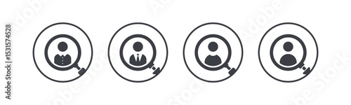 Hiring icon set illustration. Human resources sign and symbol. Profile Searching and Recruitment vector