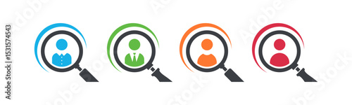 Hiring icon set illustration. Human resources sign and symbol. Profile Searching and Recruitment vector