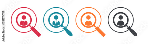 Hiring icon set illustration. Human resources sign and symbol. Profile Searching and Recruitment vector