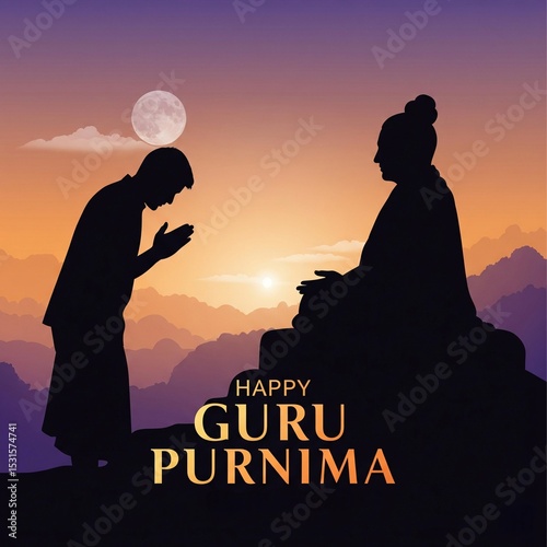 new Happy guru Purnima guru and shishya teaching, god abstract Vector Illustration design for guru purnima 