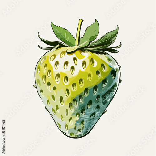 Strawberry illustration Green strawberries fruit food,