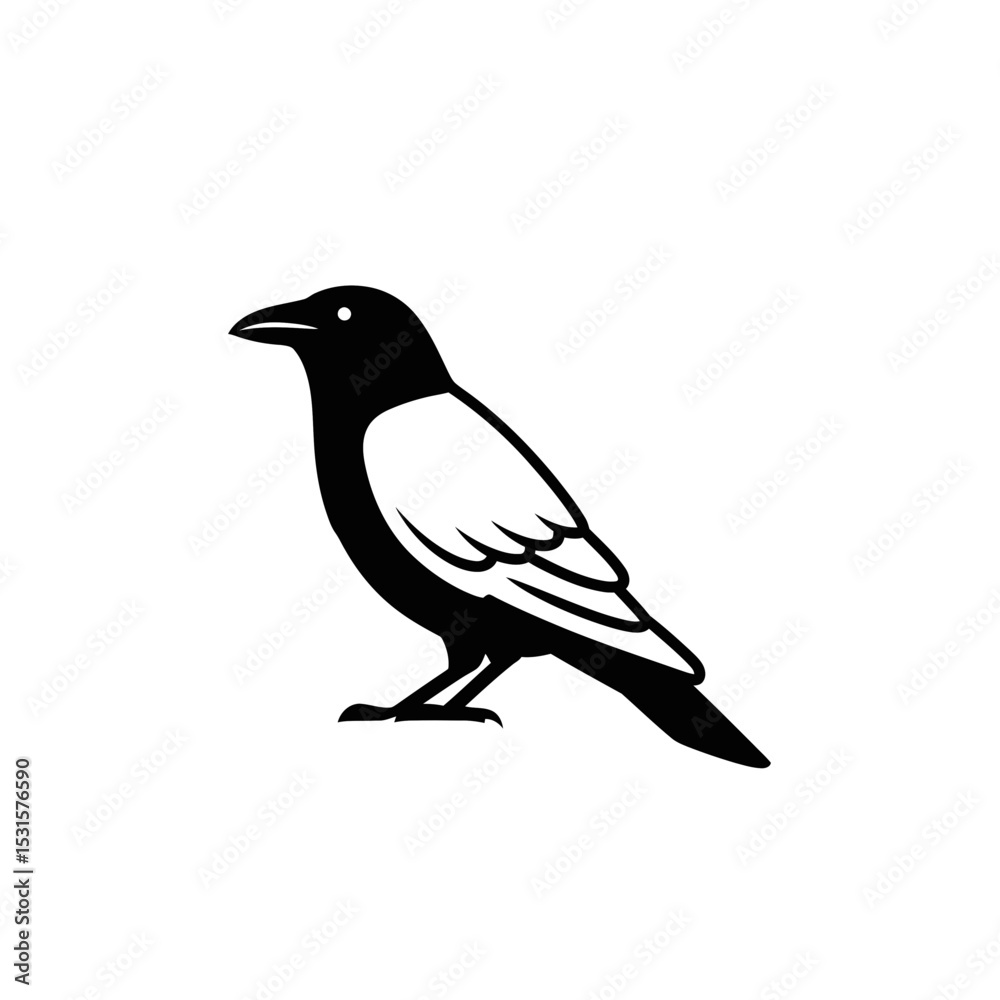 Obraz premium Vector icon of a raven symbolizing Halloween themes