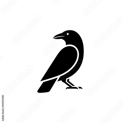 Black raven vector icon for Halloween decoration