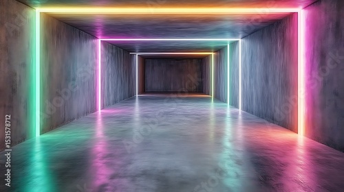 Neon tunnel interior photo