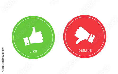 Like and dislike icon set illustration. Thumb up and thumb down icons.