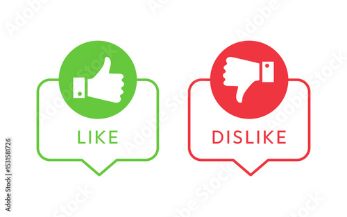 Like and dislike icon set illustration. Thumb up and thumb down icons.