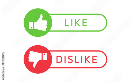 Like and dislike icon set illustration. Thumb up and thumb down icons.