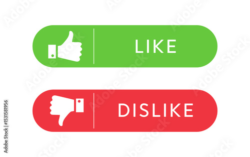 Like and dislike icon set illustration. Thumb up and thumb down icons.