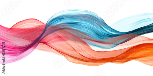 Abstract flowing silk ribbon with vibrant gradient colors in dynamic wave pattern on black background Concept of fluidity, movement, and artistic expression