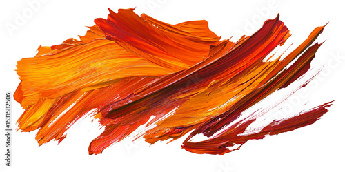 Abstract orange and red paint strokes on black background, vibrant artistic expression with dynamic brush texture for modern design