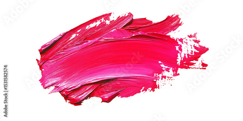 Vibrant pink paint stroke on black background, showcasing texture and brushstrokes for artistic design and creative projects