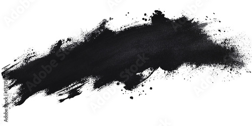 Abstract Black Paint Stroke on Transparent Background for Grunge Texture and Design Element Isolated Dark Brushstroke for Artistic Overlay