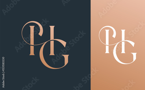 Initial letter HG GH logo design vector illustration for couple, wedding, and business