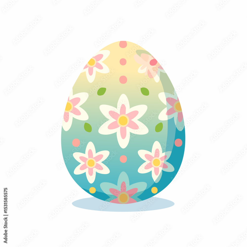 Vector of decorated Easter egg with floral design on white background. Vector of decorated Easter egg with floral design on white background.